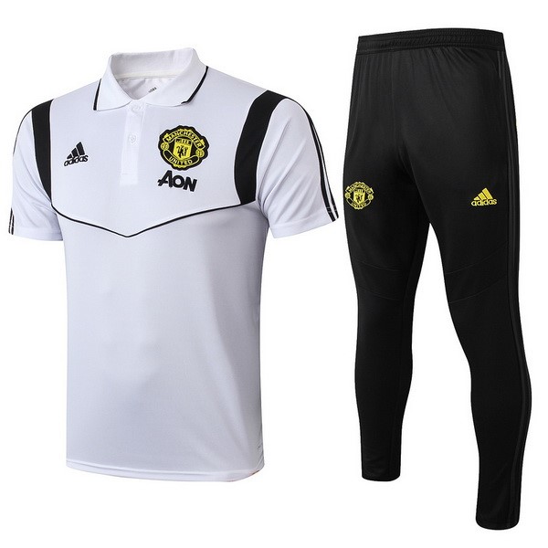Polo Manchester United Conjunto Completo 2019-20 Blanco Negro